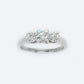 14k Solid White Gold VS Triple Diamond Engagement Ring - 30037