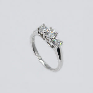 14k Solid White Gold Triple VS Diamond Engagement Ring - 30037