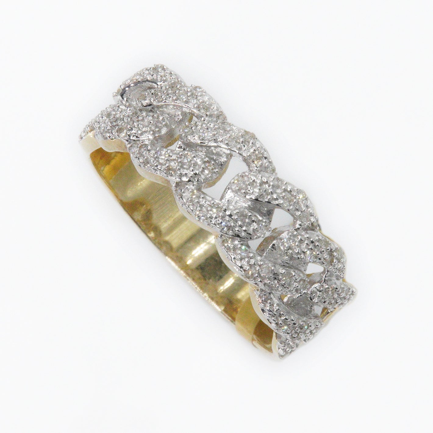 10k Solid Gold Diamond Cuban Band - 30131