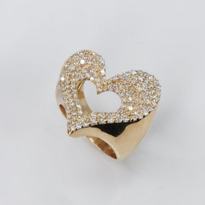 14k Solid Gold VS Diamond Open Heart Ring - 30004