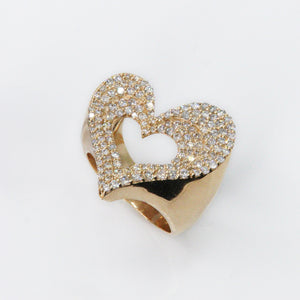 14k Solid Gold VS Diamond Open Heart Ring - 30004