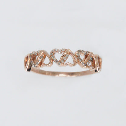 10k Solid Gold Diamond Heart Band - 30039