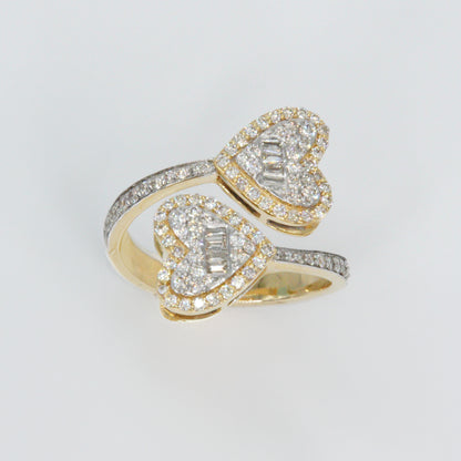 10k Solid Gold Diamond Heart Cuff Ring - 30005