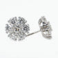 14k Solid White Gold 12.5mm VVS/VS1 Diamond Flower Cluster Earrings - 50110