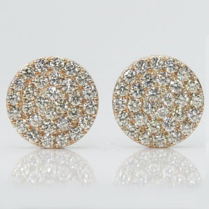 14k Solid Gold VS1 Diamond XXL 16mm Circle Cluster Earrings