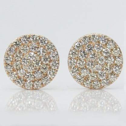 14k Solid Gold VS1 Diamond XXL 16mm Circle Cluster Earrings