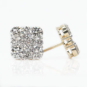 14k Solid Gold 12mm VS Diamond Jumbo Box Earrings - 50006