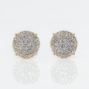 14k Solid Gold 9mm VS1 Diamond 3D Cluster Earrings - 50106