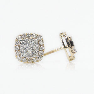 14k Solid Gold 10.5mm VS1/VS Diamond 3D Square Cushion Earrings - 50097