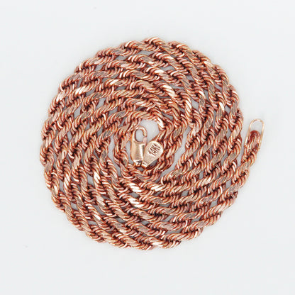 14k Solid Rose Gold 4mm Heavy Rope Chain