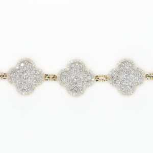 14k Solid Gold 15mm VVS Diamond Clover Bracelet - 20091