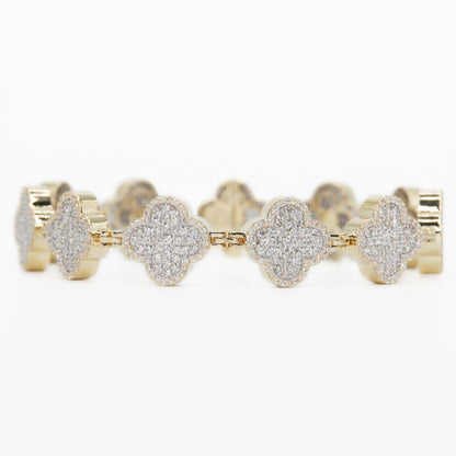 14k Solid Gold 15mm VVS Diamond Clover Bracelet - 20091