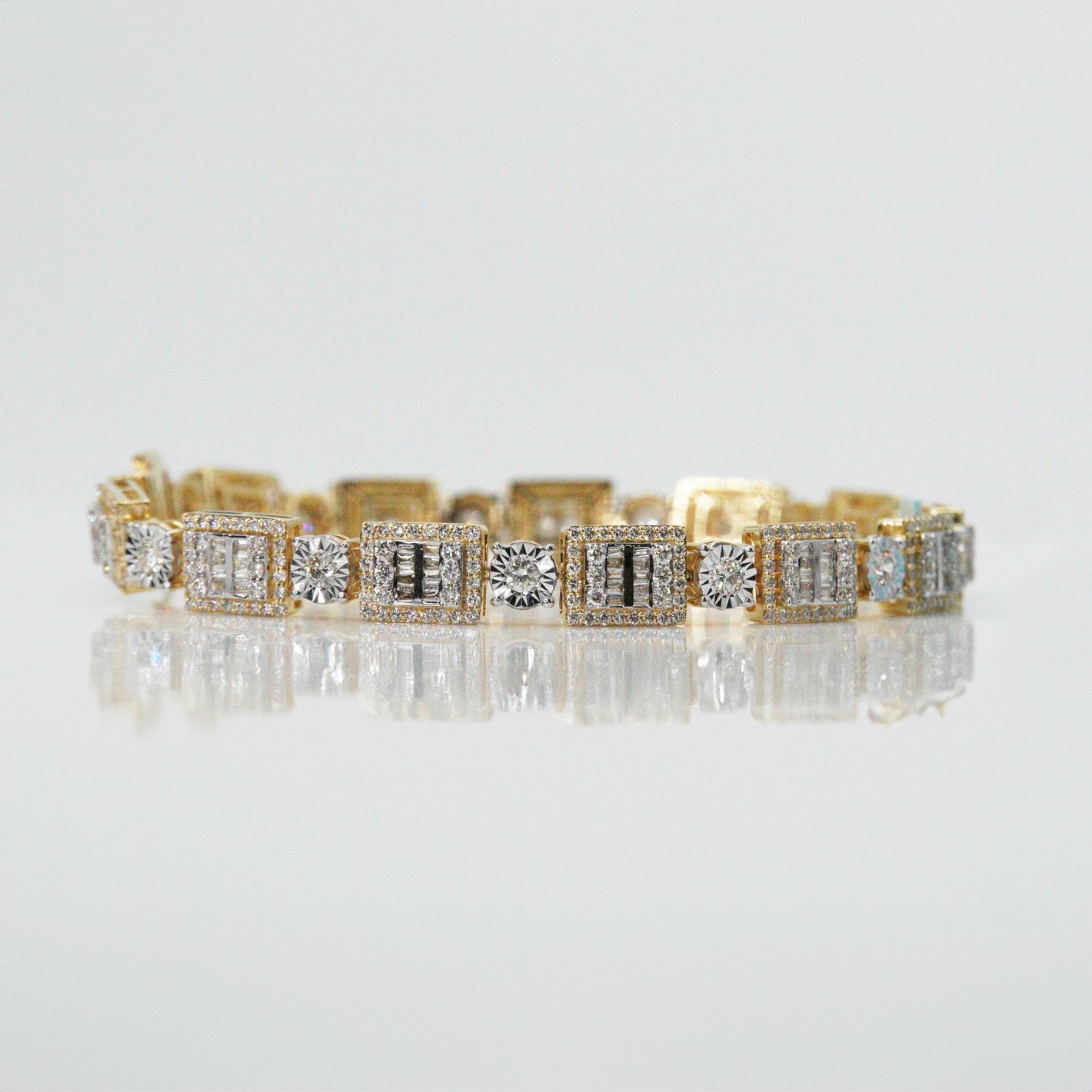 10k Solid Gold VS1 Baguette Diamond Tennis Bracelet