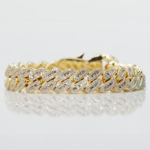 10k Solid Gold 12.5mm VS1 Designer Lock Cuban Bracelet - 20007