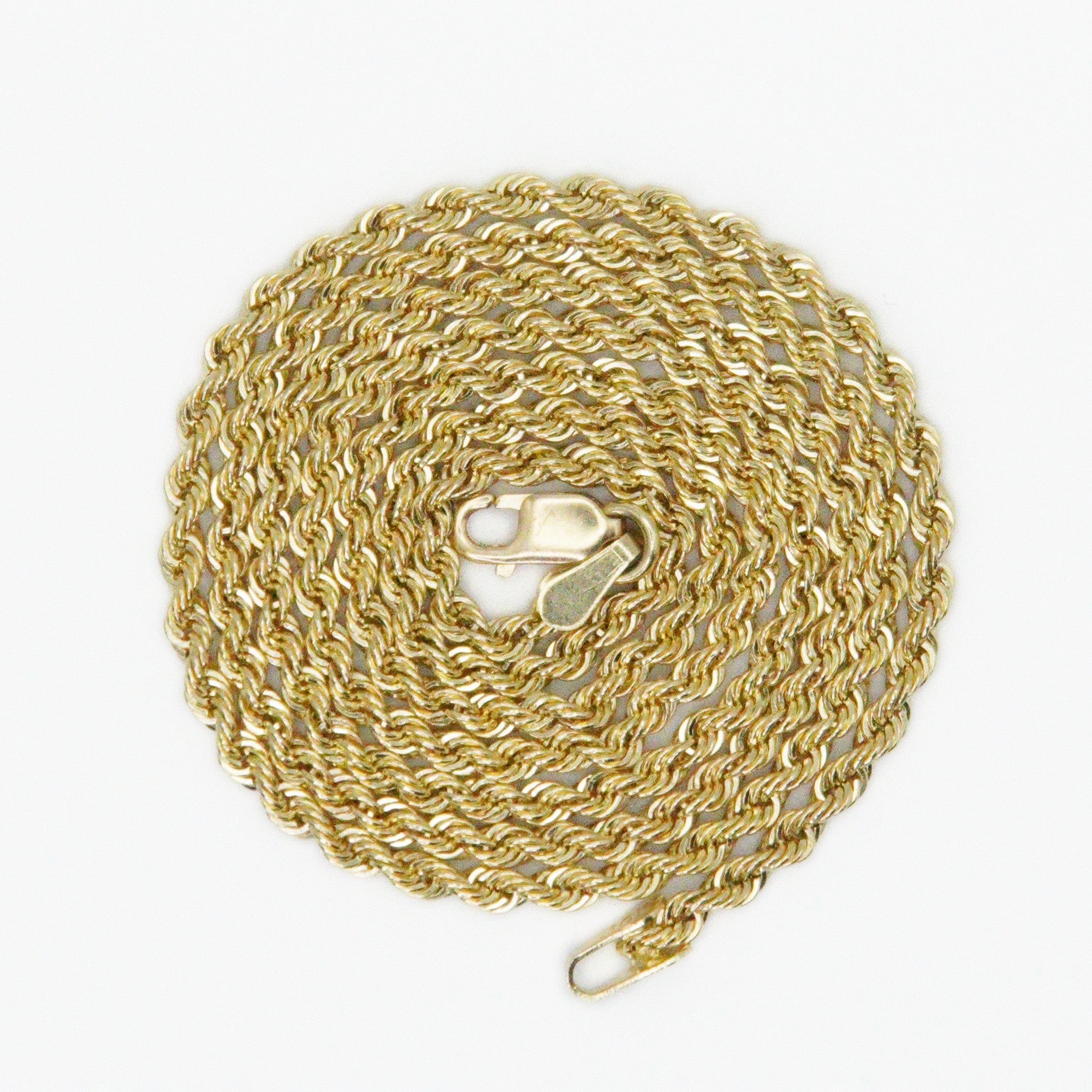 10k Yellow Gold Semi-Solid 2mm Rope Chain - 10032
