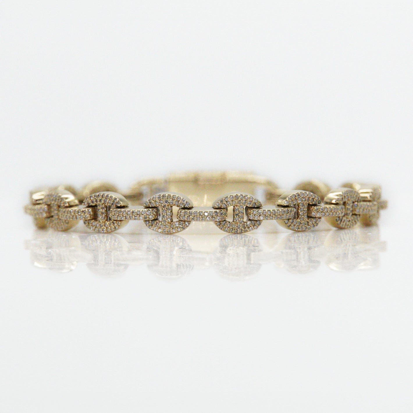 10k Solid Gold 5mm Diamond Mariner Bracelet - 20095