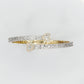 Solid 14k Gold VS Baguette Heart Cuff Bangle