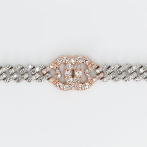 10k Solid Two Tone 5mm Diamond Double C Bracelet