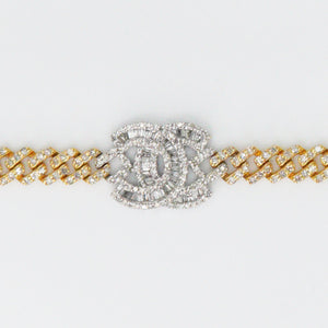 10k Solid Gold 7mm Diamond 3D Double C Bracelet