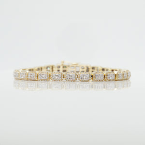 10k Solid Gold 6mm Baguette Rectangle Diamond Tennis Bracelet