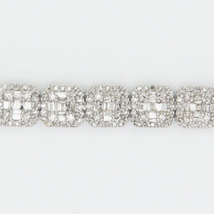 10k Solid White Gold 7mm Baguette Rectangle Diamond Tennis Bracelet