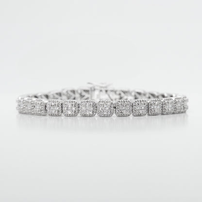 10k Solid White Gold 7mm Baguette Rectangle Diamond Tennis Bracelet - 20110