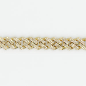 Solid 10k Gold 8mm Cuban Diamond Bracelet