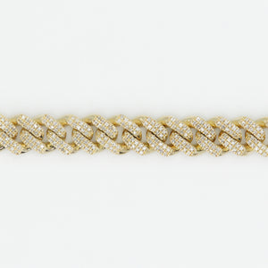 10k Solid Gold 8mm Diamond Cuban Bracelet - 20054