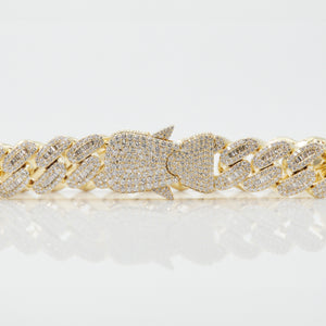10k Solid Gold 12.5mm VS1 Designer Lock Cuban Bracelet - 20007