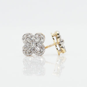 14k Gold VS Diamond 11.25mm Clover Earrings
