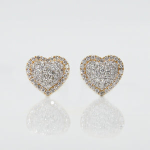14k Solid Gold 8.5mm VS1 Diamond 3D Heart Earrings - 50120
