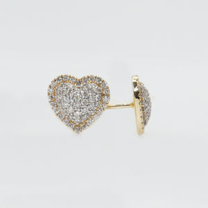 14k Solid Gold 8.5mm VS1 Diamond 3D Heart Earrings - 50120