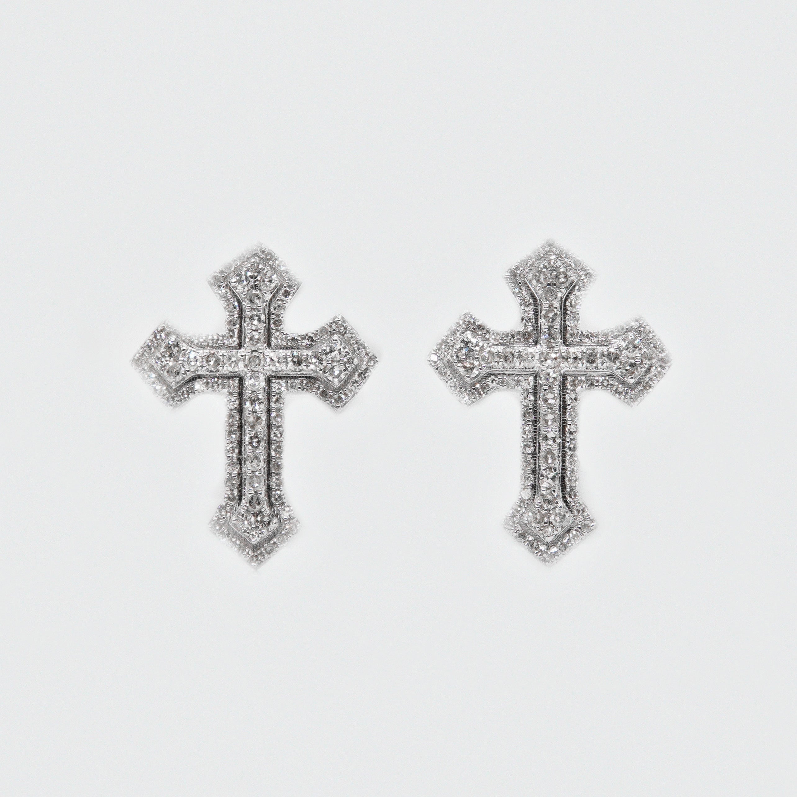 10k Solid Gold 12.5mm Diamond 3D Cross Earrings 50121