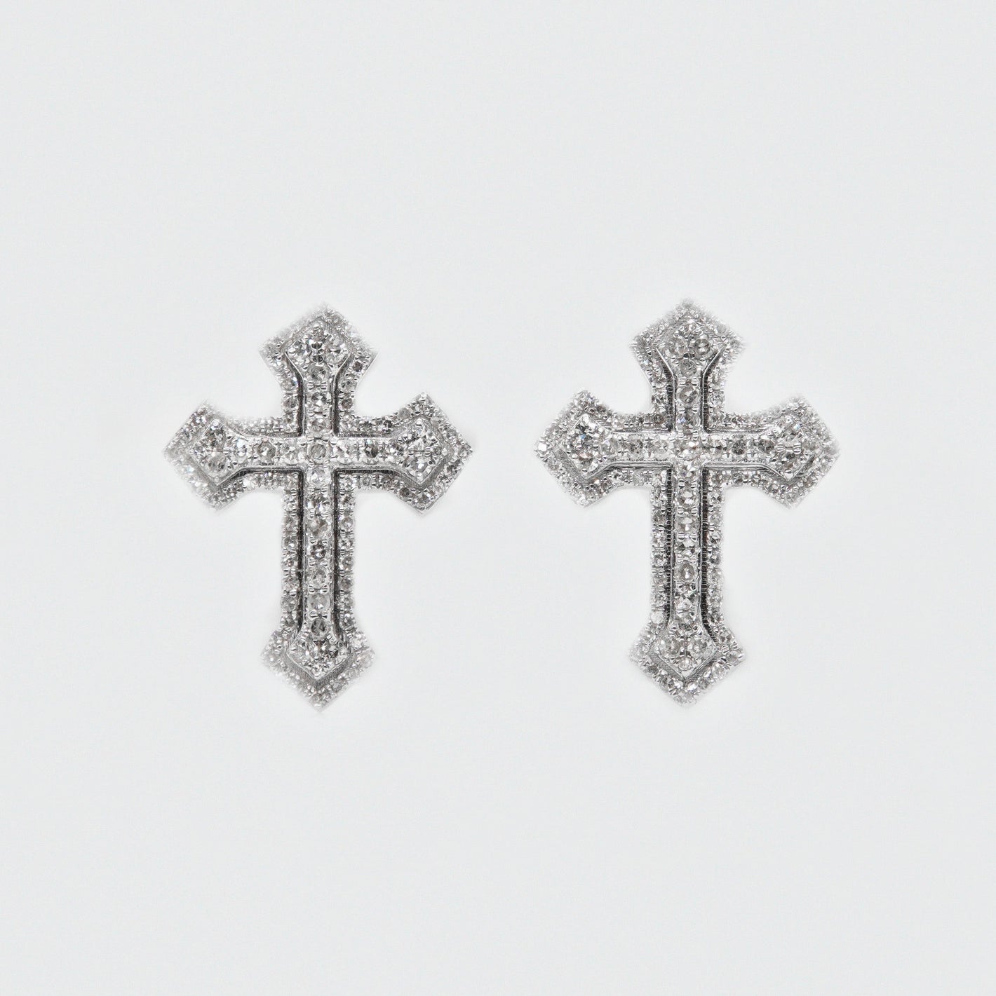 10k Solid Gold 12.5mm Diamond 3D Cross Earrings - 50121