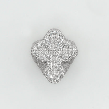 10k Solid Gold Diamond XL Motif 3D Cross Ring