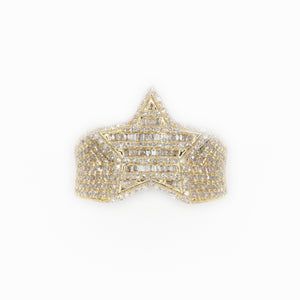 10k Solid Gold Baguette Diamond Star Ring