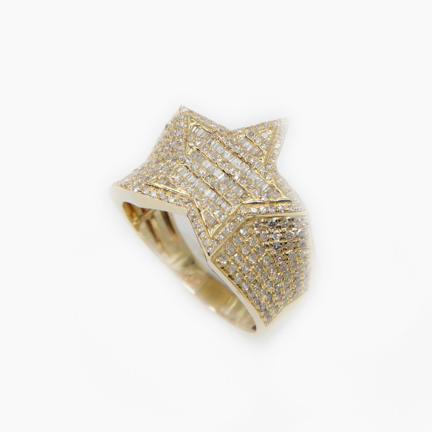 10k Solid Gold Baguette Diamond Star Ring - 30143