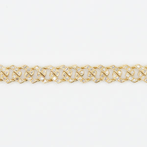 10k Solid Gold 4mm Diamond Big Lock Cuban Bracelet - 20125