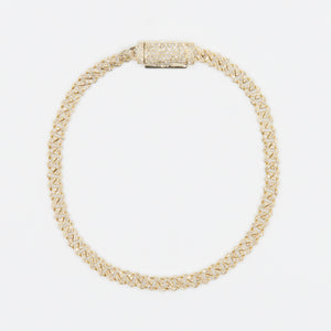 10k Solid Gold 4mm Diamond Big Lock Cuban Bracelet - 20125