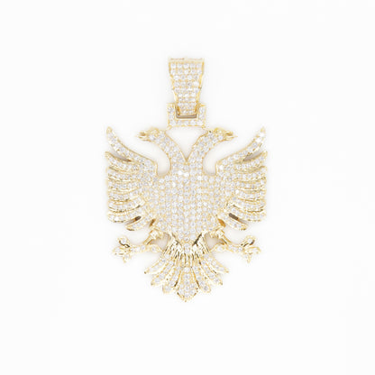 14k Solid Gold and Diamond Large Albanian Eagle Pendant