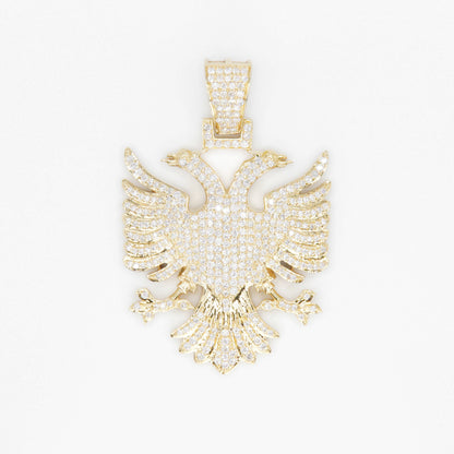 14k Solid Gold Diamond Albanian Eagle Pendant - 60155