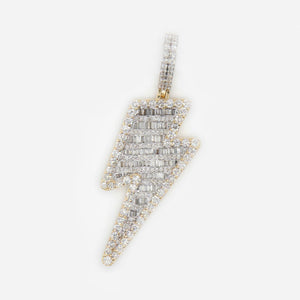 14k Solid Gold VS1 Baguette Diamond Lightning Bolt Pendant - 60006