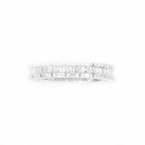 14k Solid White Gold Baguette Band