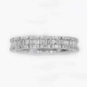 14k Solid White Gold Baguette Diamond Band - 30155