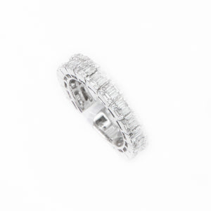 14k Solid White Gold Baguette Band