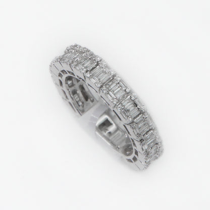 14k Solid White Gold Baguette Diamond Band - 30155