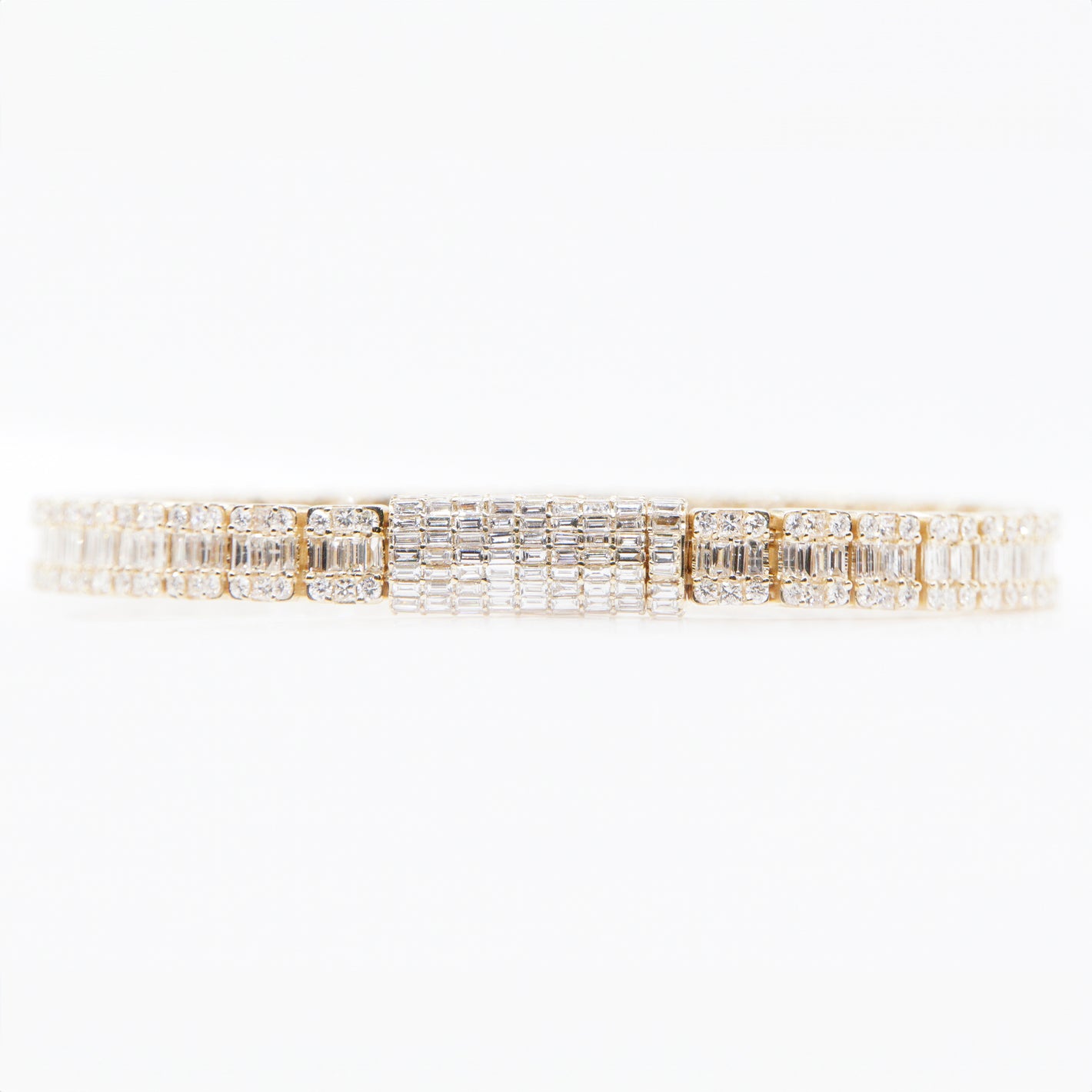 14k Solid Gold VVS/VS1 Baguette Diamond Chandelier Tennis Bracelet