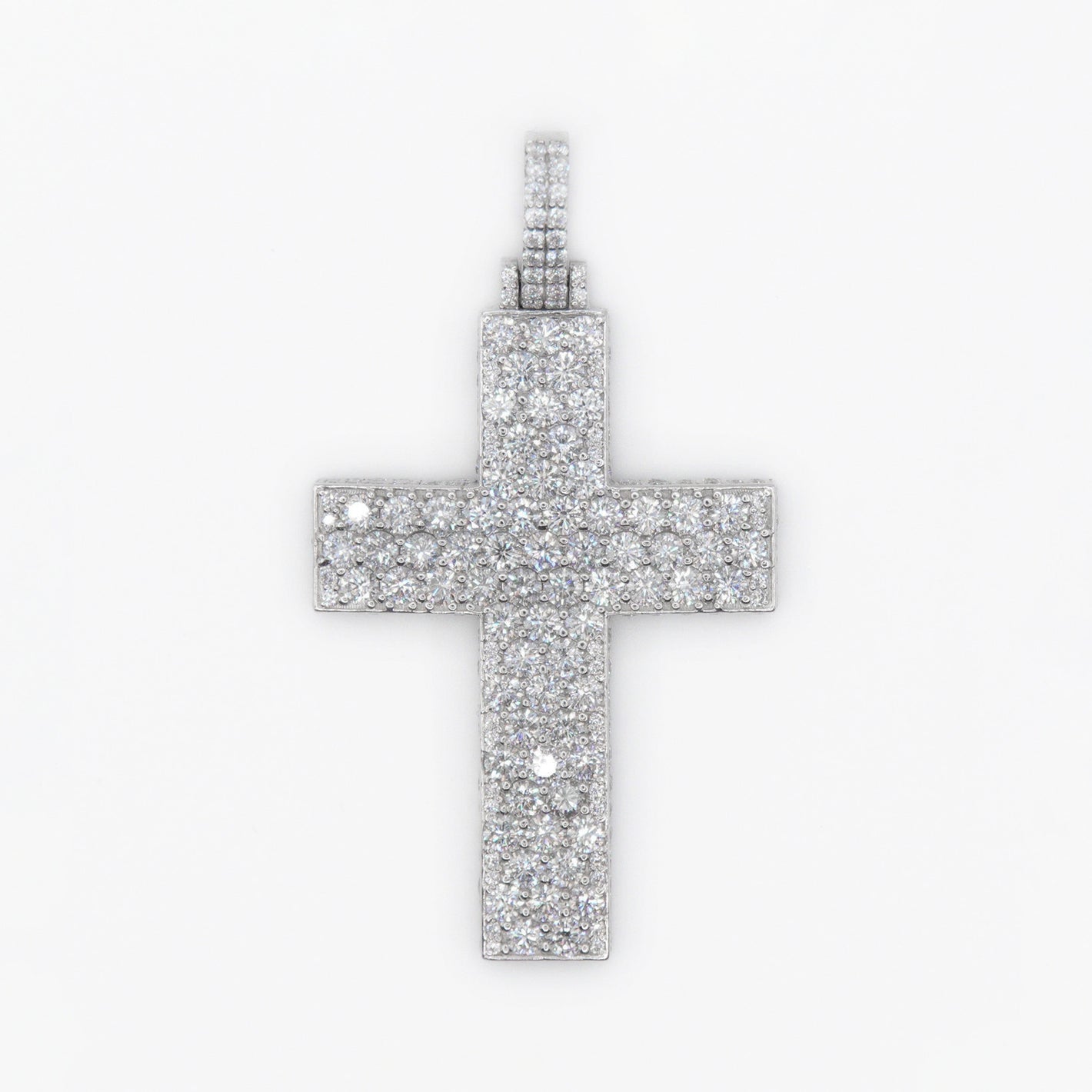 18k Solid White Gold VVS/VS1 Diamond 2.25" Pointer Cross Pendant - 60160