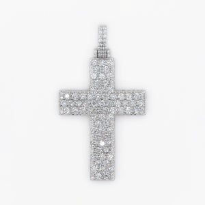 18k Solid White Gold VVS/VS1 Diamond 2.25" Pointer Cross Pendant - 60160