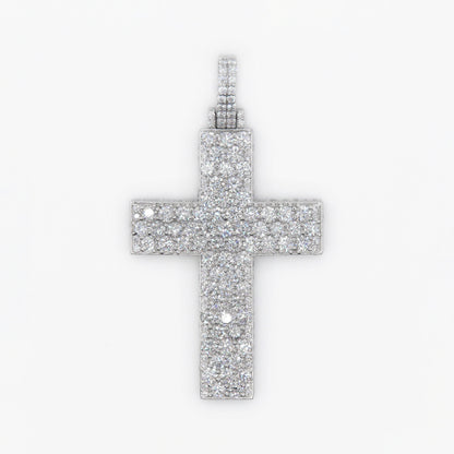 18k Solid White Gold VVS/VS1 Diamond 2.25" Pointer Cross Pendant - 60160